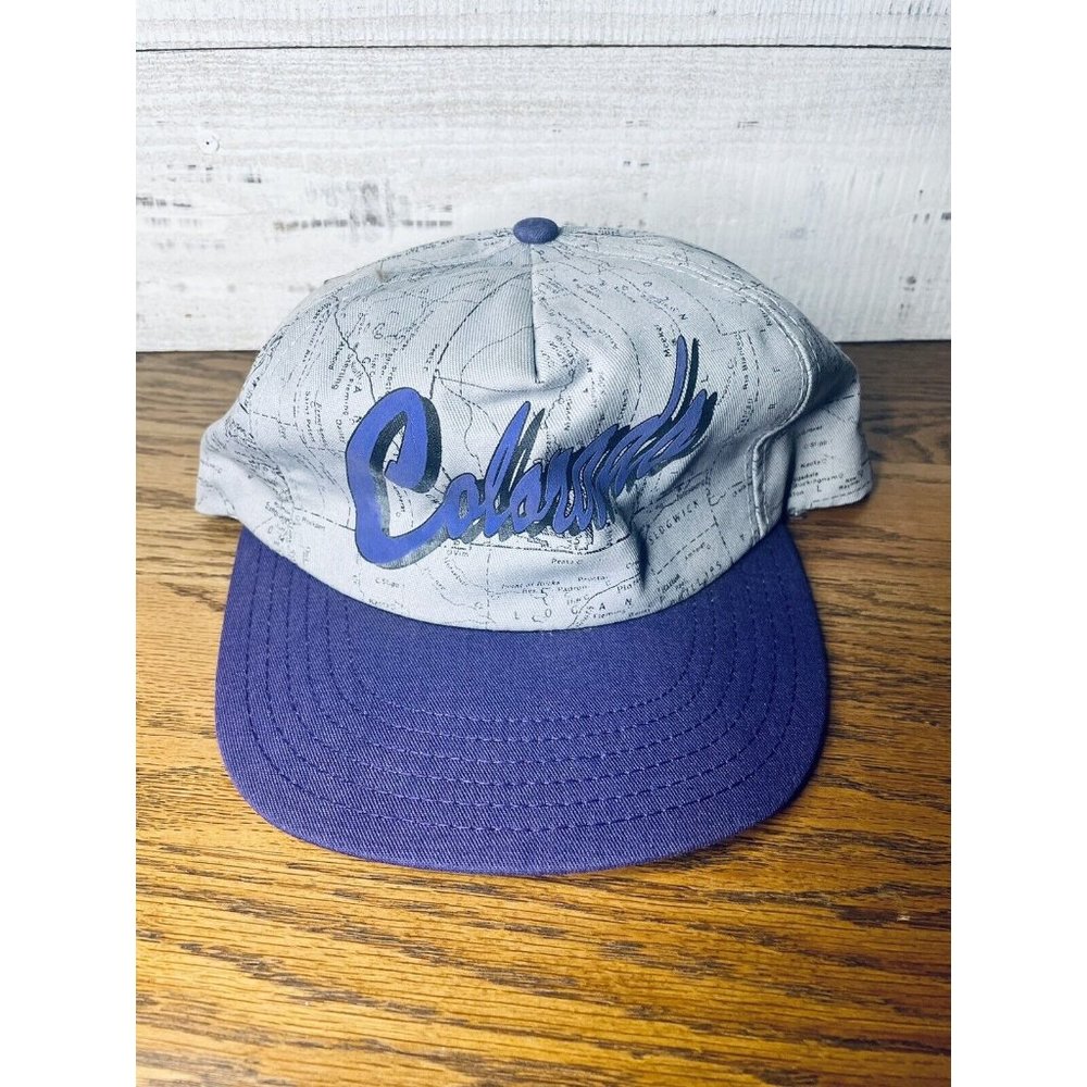Vintage Colorado All Over Print Snapback Hat Cap Purple Gray Made in USA
